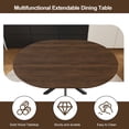 thumbnail image 5 of AENKYO 42"-58" Expandable Round Dining Table, Walnut Brown Wood Top & Black X-Base Pedestal, Seats 4-6, 5 of 8