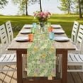 thumbnail image 4 of Spring Easter Table Runner, Watercolor Floral Daisy Butterflies Green Washable Cotton Linen Table Runners 108 Inches Long, Dresser Scarf Runner for Dining/Living Room/Kitchen/Square Tables 13''x108'', 4 of 9