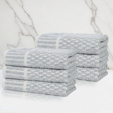 Superior Juno Viscose Cotton Blend Medium Weight Hand Towels, Set of 6, Denim Blue