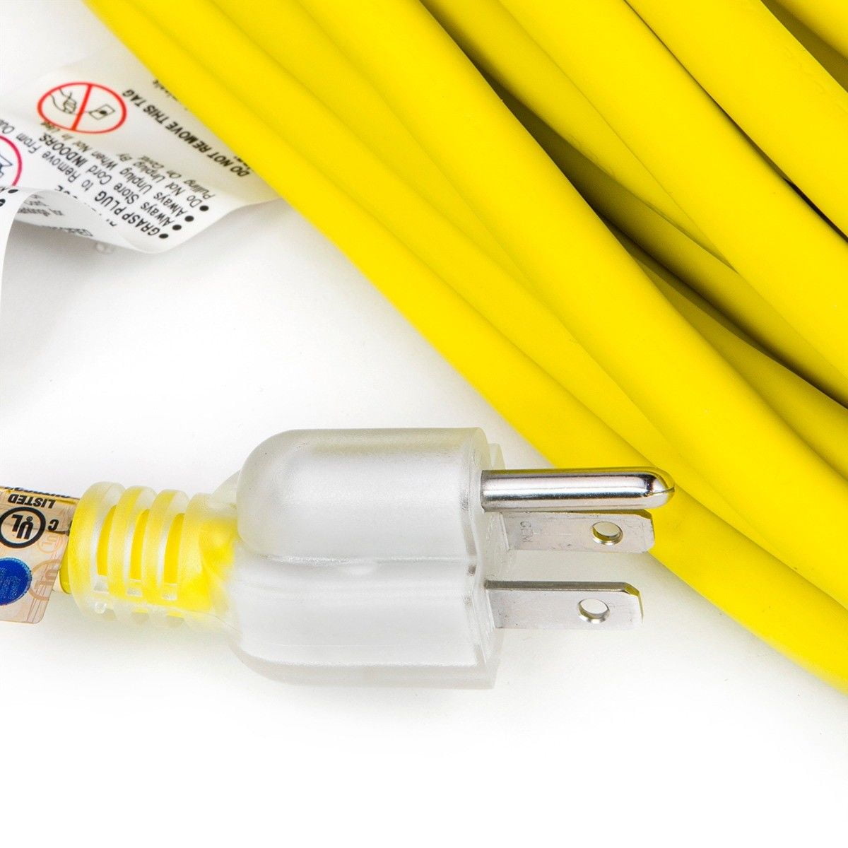 Stark USA 25ft Lighted Outdoor Extension Cord - 10/3 SJTW Heavy Duty Yellow Extension Cable Extension Cable With 3 Prong Grounded Plug for Safety, 15AMP - Great for Garden and Major Appliances