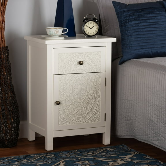 Baxton Studio Lambert Classic and Traditional White Finished Wood 1-Drawer End Table