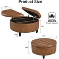 thumbnail image 2 of 30 Inch Large Round Ottoman with Storage, Modern Leather Ottoman Coffee Table with Lift Top, Upholstered Button Tufted Footrest Stool Toy Blanket Storage for Living Room, Brown, 2 of 16