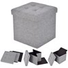 Costway Folding Storage Cube Ottoman Seat Stool Box Footrest Furniture Decor Light Gray