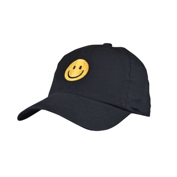 D&Y Children's Kids' Unisex Washed Twill Low Profile Adjustable Baseball Cap, Smiley, Black