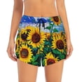 thumbnail image 4 of Lsque Landscape With Sunflowers Printed Women's Running Shorts with Liner Pockets,Elastic Quick Dry Workout Athletic Gym Yoga Shorts,Womens High Waist Shorts-Large, 4 of 9