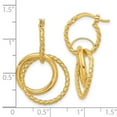 thumbnail image 2 of 10k Solid Yellow Gold Polished and Twisted Dangle Circles Hoop Earrings 31.6x18.5mm Wide Hoop Earring for Women, 2 of 2