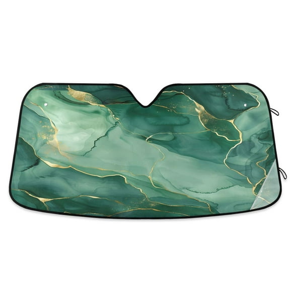 ALAZA Marble Green Windshield Sun Shade Car Foldable Sun Visor Block UV Rays Protector 55"x27.6"