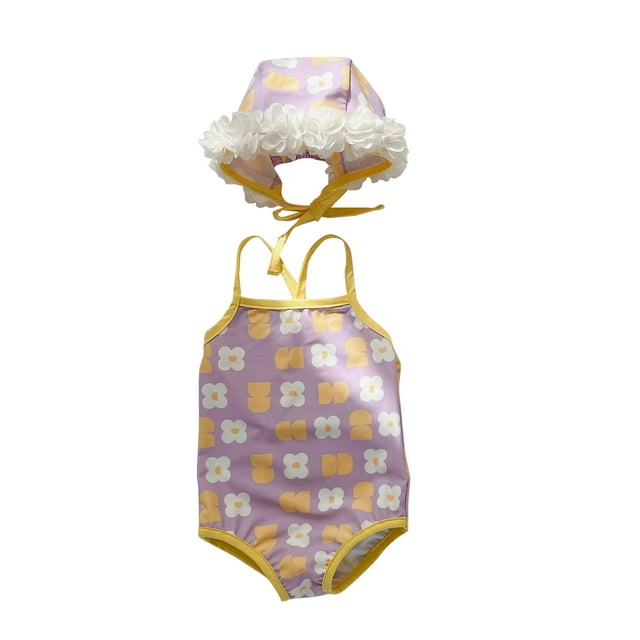 Aayomet Ruffle Bikini Baby Print Set Girls Summer Cute Flower Swimsuit Girls Set 10 (PP1, 9-12 Months)