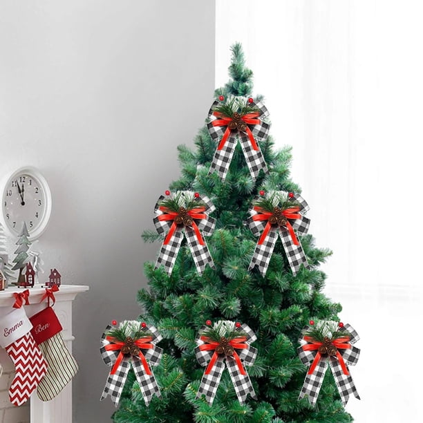 Set de 6 Piezas de Decoración Navideña: Lazo de Terciopelo con Borde de Cinta. Adornos Navideños Hechos a Mano. Material: Plástico. Color: Azul. Tamaño: 15 X 13 Cm. Peso: 90 G. Diseño: Cuadros Navide