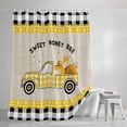 thumbnail image 4 of Yellow Truck Small Stall Shower Curtain, Waterproof Shower Curtains for Bathroom, Spring Bees Honey Daisy Black Buffalo Plaid Washable Fabric Bath Curtain for Bathtub with Hooks 36x78 Inches, 4 of 9