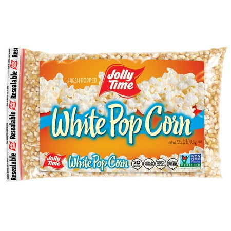 JOLLY TIME White Popcorn Kernels, Bulk Stovetop Natural Popping Corn, 32 (Best Organic Popping Corn)