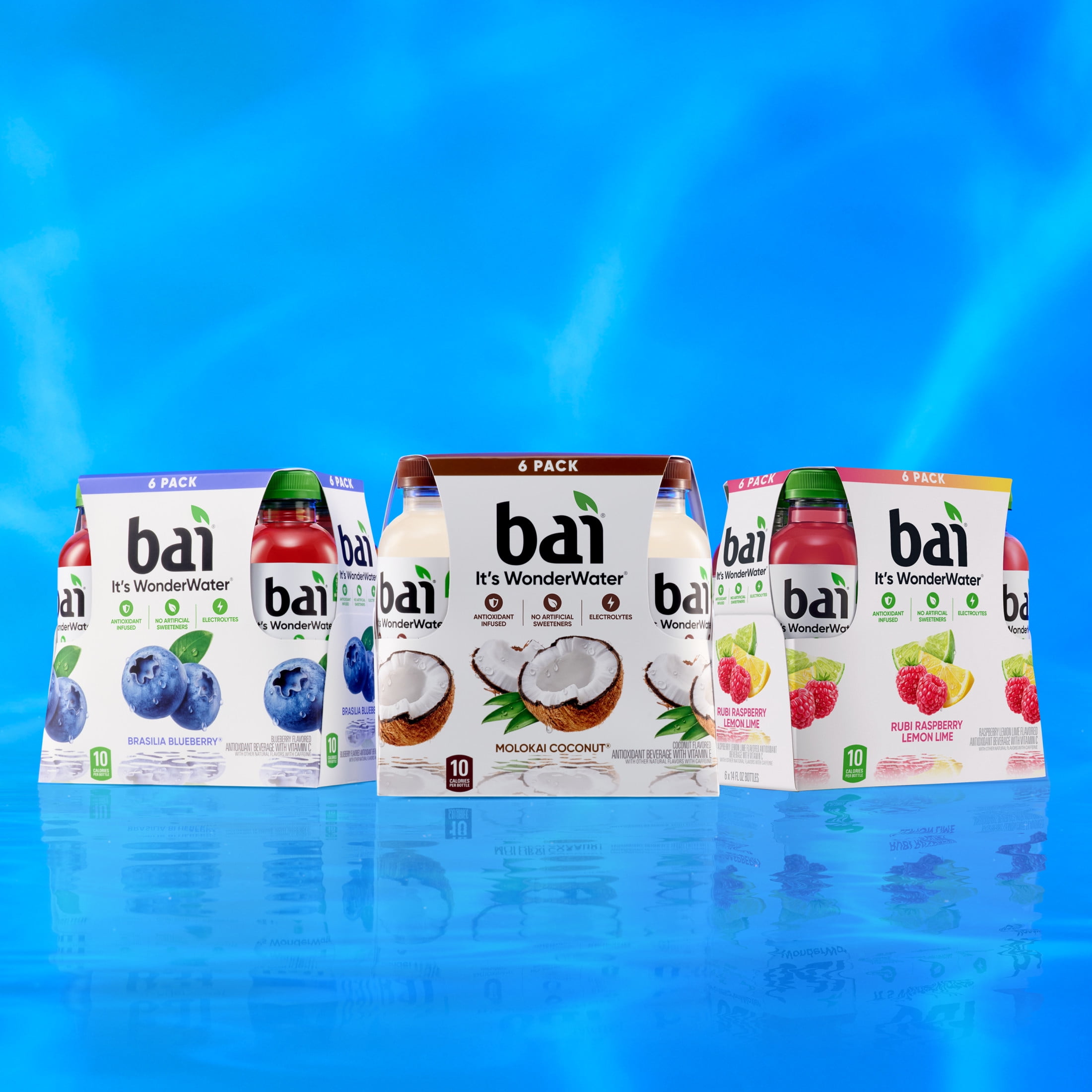Bai Molokai Coconut Antioxidant Infused Water Beverage, 14 fl oz, 6 Pack Bottles