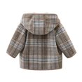 thumbnail image 4 of Ruyang Toddler Boys Plaid Hooded Coat Button Long Sleeve Jacket Sherpa Lined Warm Mid Length Overcoat Kids Winter Outerwear, 4 of 6