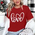thumbnail image 4 of Penkiiy T-Shirts de la Saint-Valentin pour Femmes, T-Shirts Graphiques Imprimés, Mignons T-Shirts avec Cœur d'Amour, Manches Courtes Décontractées, m Rouge, 4 of 5