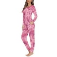 thumbnail image 2 of Renewold Women Nightwear Long Sleeve Shirt Pants Pajama Set Fantasy Pink Roses Print Sleepwear Pjs Holiday Home Party Clothes Size XS, 2 of 5