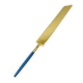 thumbnail image 3 of Koyal Wholesale Modern Wedding Cake Knife And Server Set - 2-Piece Gold Cake Cutter & Server With Navy Blue Handle, 3 of 5