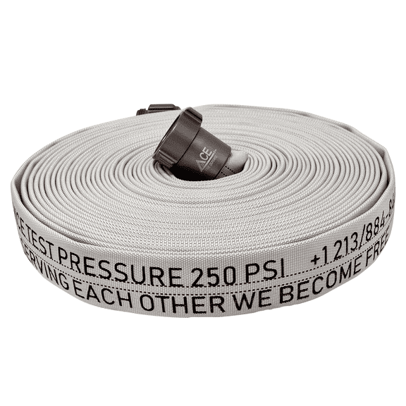 Ace Fire Defense 1.5” Nitrile Lined Attack Fire Hose - 75ft x 1.5 Inch, 250 PSI Service Test / 900 PSI Burst, Seamless Aluminum NH/NST Couplings, Wildfire Defense, USA Shipped, Engineered in USA