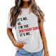 thumbnail image 2 of Camiseta gráfica para mujer: cuello redondo clásico, estampado de letras de moda, algodón cómodo, manga corta, camiseta informal de verano, 2 of 4