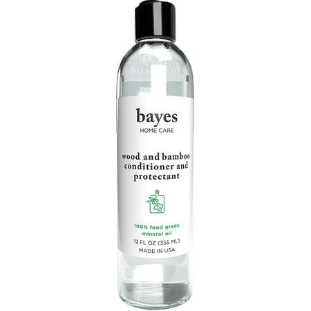 Bayes Bamboo and Wood Conditioner Protectant 100% Food Grade Mineral Oil for Kitchen Cutting Board and More 12 Oz 1 Pack