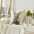 thumbnail image 2 of Sm:)e Bunny Tulip Easter Throw Pillow Cover, 18 x 18 Inch Spring Gray Rabbit Cushion Case Decoration for Sofa Couch, 2 of 6