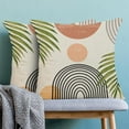 thumbnail image 2 of Boho Summer Pillow Covers 16x16 Inch 2 Pcs, Fall Orange and Sage Green Leaf Outdor Decorative Throw Pillows, Mid Century Abstract Farmhouse Decor Pillowcase Linen Cushion Cover for Couch Sofa, 2 of 6