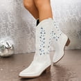 thumbnail image 2 of Leozcaa Cowboy Boots for Women Western Boots Wide Calf Cowgirl Boots Pull On Embroidered Pointed Toe Boots, 2 of 9