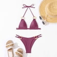 thumbnail image 4 of UTSJKR Women Bikini Set Two Piece Swimsuit Flattering Thong Bathing Suit Halter Triangle Tops Cheeky Bikini Red M, 4 of 9