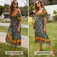 thumbnail image 3 of Kishawna Womens Boho Floral Puff Sleeve Tiered Maxi Dress Long Dresses, 3 of 5