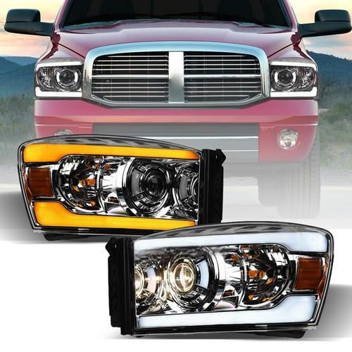 Switchback Sequential For 2006-2009 Ram Chrome Projector Headlights w/LED Tube