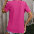thumbnail image 7 of BLVB Womens Tops Dressy Casual Short Sleeve Crewneck Textured Tunic Tops Side Button Asymmetrical Blouses Shirts, 7 of 7