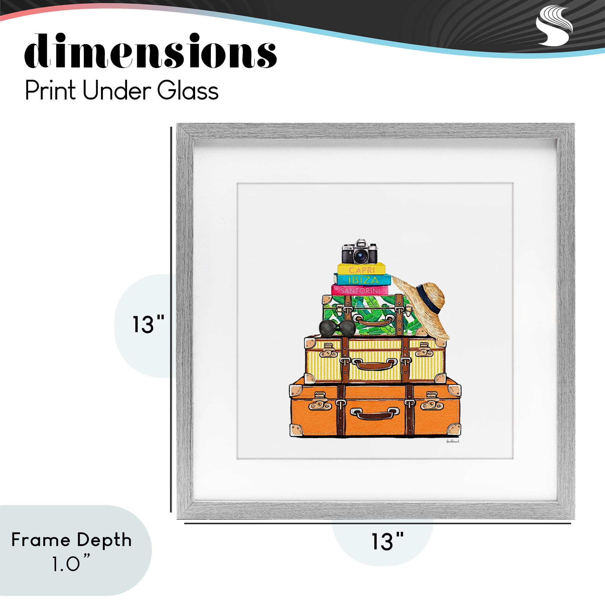 Stupell Industries Travel Suitcases & Camera Gray Framed Print Under Glass, design by Amanda Greenwood