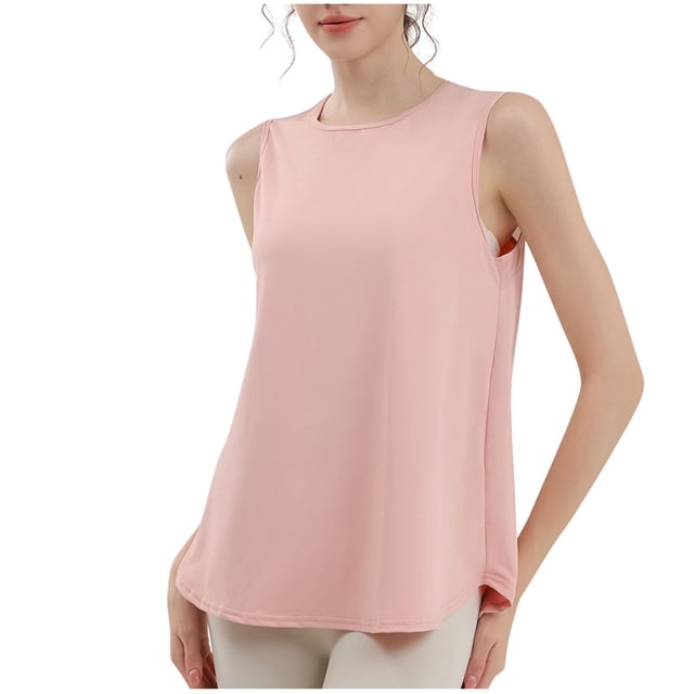Yuyuzo Débardeurs d'Entraînement pour Femmes Décontractés Sans Manches Chandails Athlétiques Col Rond Coupe Ample Haut de Yoga