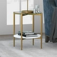 thumbnail image 2 of Evelyn&Zoe Otto 20" Wide Round Side Table with MDF Shelf, Brass and White Lacquer, 2 of 8