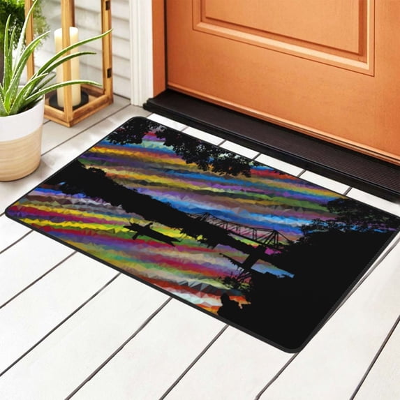 ZICANCN River Landscape Psychedelic Area Rugs Doormat , Facecloth Non-Slip Floor Mat Rug for Living Room Kitchen Sink Area Indoor Outdoor Entrance 36"x24"