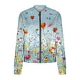 thumbnail image 4 of Womens Full Zip Bomber Jackets with Pockets Floral Print Long Sleeve Casual Fall Coat Outerwear Lightweight (M, Light Blue 01), 4 of 7
