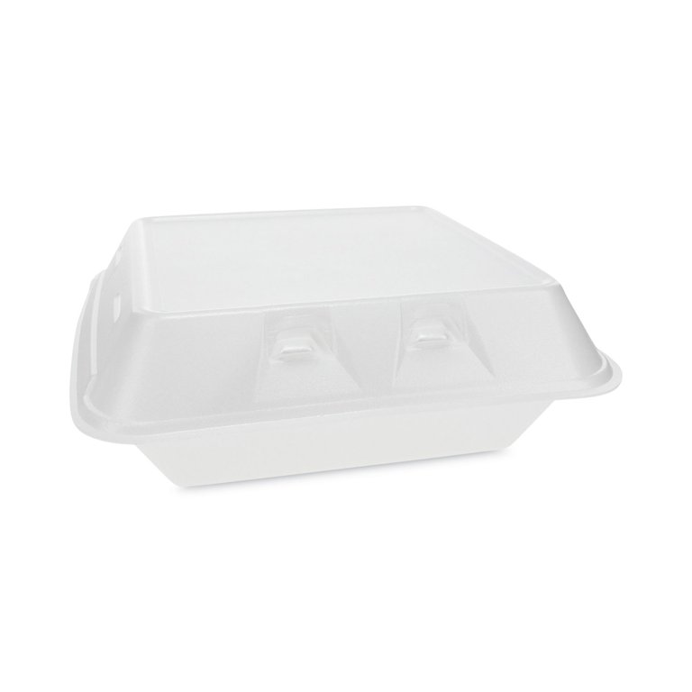 Medium White Takeout Boxes - 9x6 Mineral Filled Hinged Containers