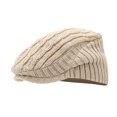 thumbnail image 1 of Gorra plana tejida unisex, beige, diseño de cable ligero G, 1 of 2
