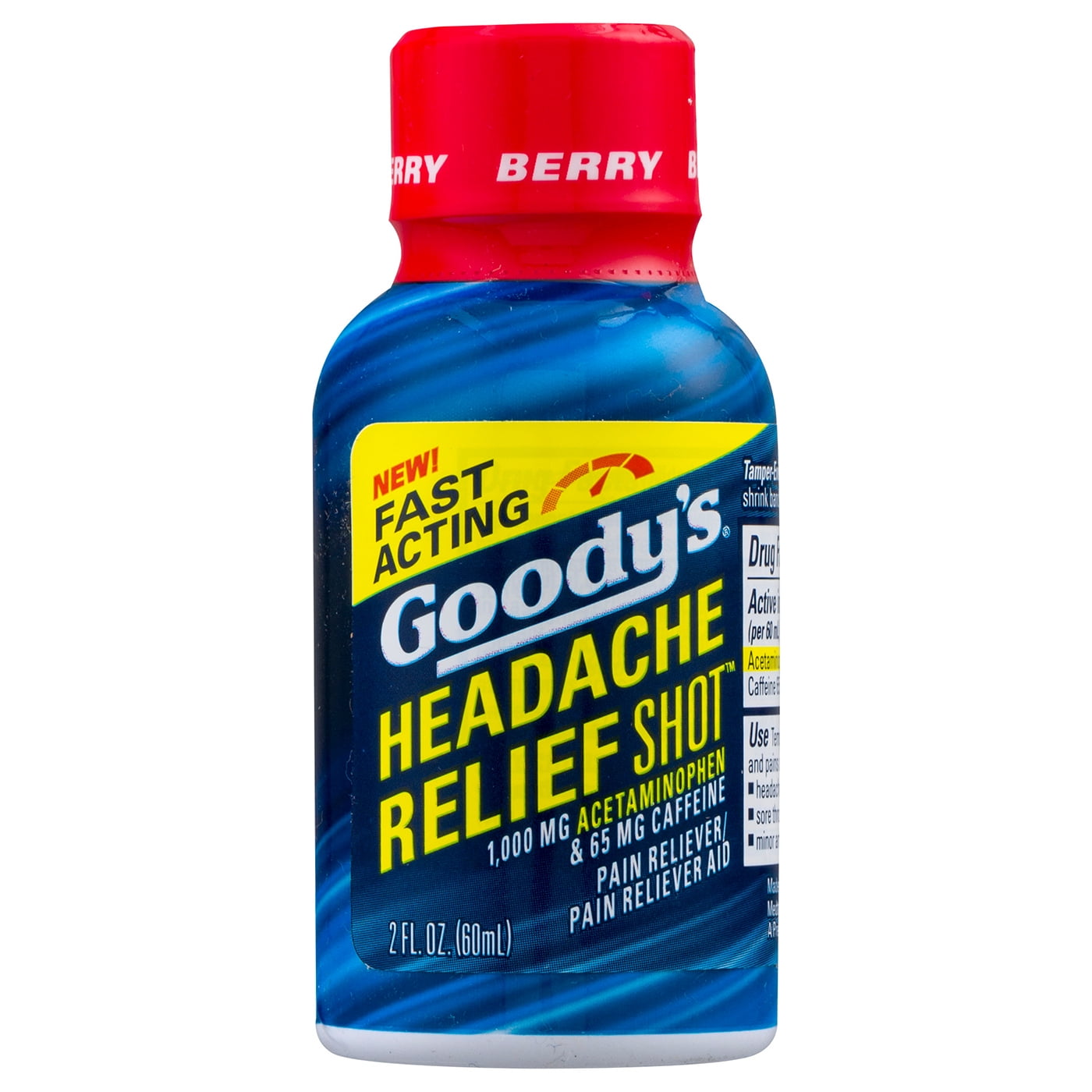 Goody's Headache Relief Shot, Acetaminophen & Caffeine, Berry, 2 FL OZ