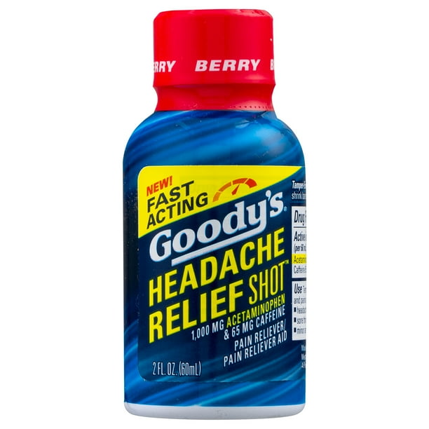 Goody's Headache Relief Shot, Acetaminophen & Caffeine, Berry, 2 FL OZ