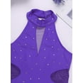 thumbnail image 4 of iEFiEL Girls Cutout Back Ballet Dance Leotard Sparkly Rhinestone Dancewear Purple 10, 4 of 7
