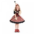thumbnail image 4 of RUINIXCW Kids Halloween Clown Cosplsy Costume Long Sleeve Tops Striped Overalls Pants Hat Set for Themed Party, 4 of 6