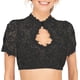 thumbnail image 3 of Dirndl Blouse Women Elegant HalfSleeve White Traditional Blouse Black M, 3 of 5