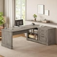 thumbnail image 6 of SEDETA Executive Desk, 61" Farmhouse L Shaped Desk with File Drawers, Office Desk with Drawers and Power Outlets, Computer Desk with Storage Shelves for Home Office, Grey, 6 of 7