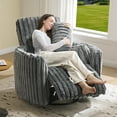 thumbnail image 5 of Merluxy Power Swivel Recliner Chair with USB Charging & 2 Pillows, Glider Rocker for Nursery and Living Room, Grey Corduroy, 5 of 10