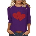 thumbnail image 2 of HaoXianJian Valentine's Day Shirt for Women Glitter Love Heart Printed T-Shirt Top 3/4 Sleeve Tee Crew Neck Casual Blouse Tops Size S-2X, 2 of 4
