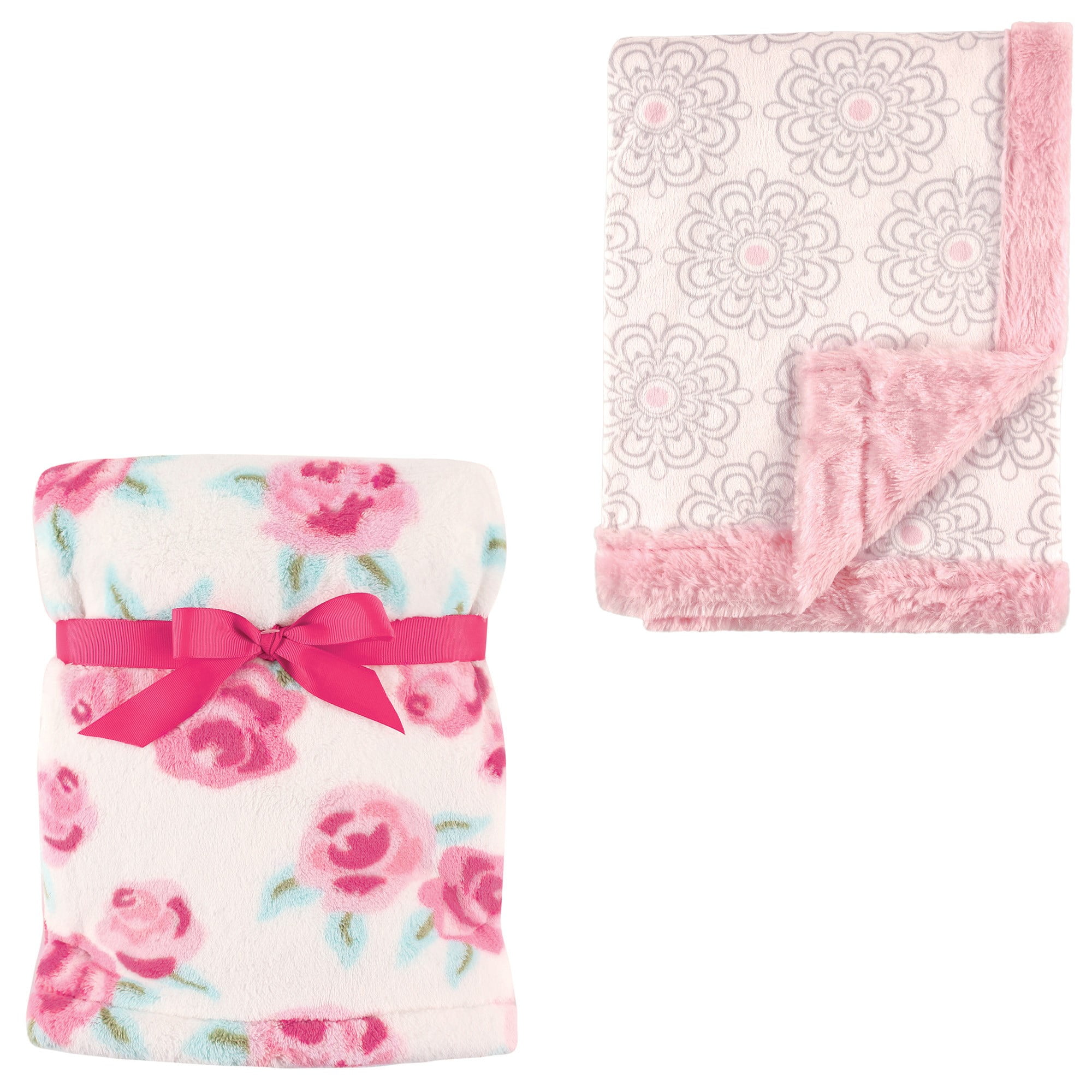 Hudson Baby Girls' Plush Blanket, 2Pack, Choose Your Color