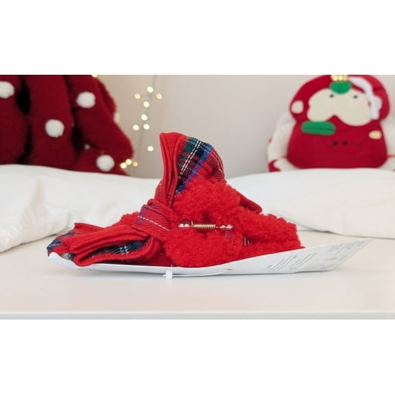 Scunci "Merry" Christmas Plaid and Fleece Claw Clip