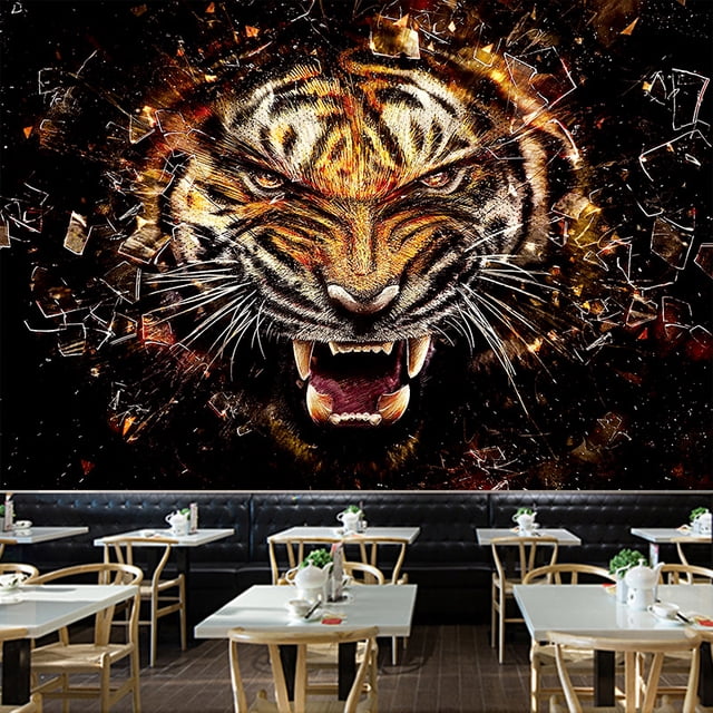 Tapiz de microtela Animal Tiger de fibra de 150 x 130 cm para habitación