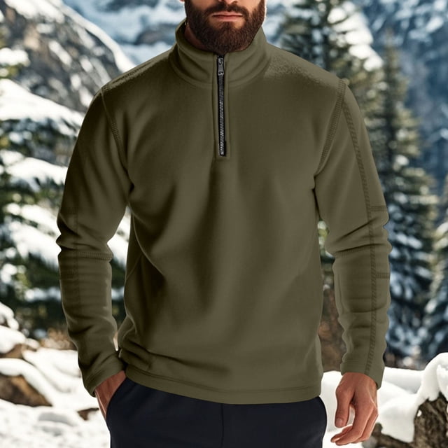 pstuiky manga larga para hombre, Blusa/camisa informal y de moda para hombre, de color liso, con cuello alto y cremallera. top de hombre xxl