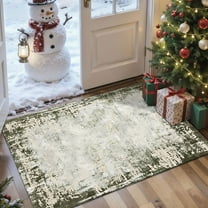 2x3 Entryway Rug Bathroom Rugs for Front Door Bedroom Kitchen, Washable Vintage Print Carpet, Floor Mat with Non Slip Backing